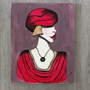 Stylish Red and Purple Portrait Painting
